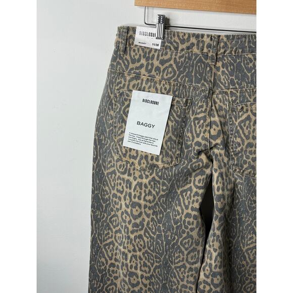 NEW Disclosure Leopard Print Jeans Women 30 Brown Gray Baggy Neutral Viral - Picture 4 of 8